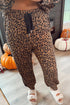 Leopard Side Stripe Pullover Drawstring Jogger Pant Set