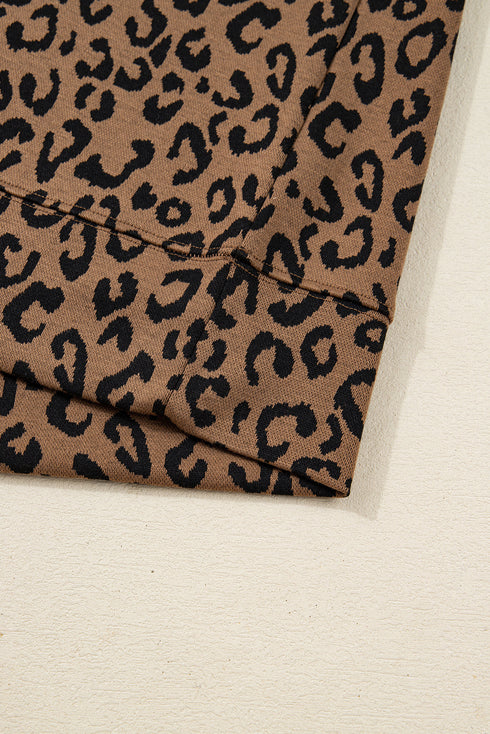 Leopard Side Stripe Pullover Drawstring Jogger Pant Set