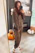 Leopard Side Stripe Pullover Drawstring Jogger Pant Set