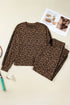 Leopard Side Stripe Pullover Drawstring Jogger Pant Set