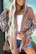 Leopard Sleeve Contrast Chest Pockets Corded Drop Shoulder Shirt Jacket