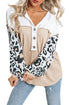 Leopard Sleeve Patchwork Waffle Knit Top