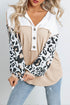Leopard Sleeve Patchwork Waffle Knit Top