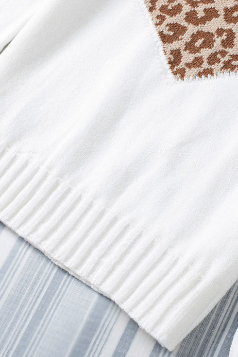 Leopard Splicing Off Shoulder Pullover Sweater