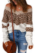 Leopard Splicing Off Shoulder Pullover Sweater