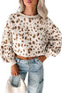 Leopard Spot Drop Shoulder Round Neck Graphic Sweatshirt