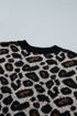 Leopard Star Pattern Round Neck Long Sleeve Sweater