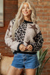 Leopard Star Pattern Round Neck Long Sleeve Sweater