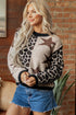 Leopard Star Pattern Round Neck Long Sleeve Sweater