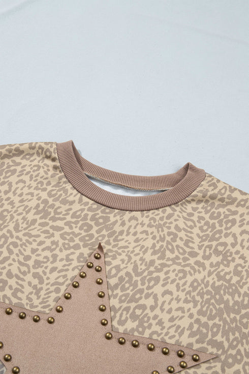 Leopard Star Print Loose Long Sleeve Pant Set