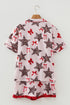 Leopard Star Print Ribbon Bow Contrast Trim Sleepwear