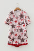 Leopard Star Print Ribbon Bow Contrast Trim Sleepwear