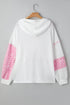 Leopard Stripe Patchwork Waffle Knit Buttoned Hoodie