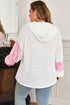 Leopard Stripe Patchwork Waffle Knit Buttoned Hoodie
