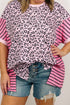Leopard Striped Mixed Print Patchwork Western Tee
