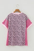 Leopard Striped Mixed Print Patchwork Western Tee