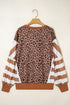 Leopard Striped Patchwork Loose Western Sweatshirt
