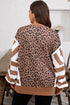 Leopard Striped Patchwork Loose Western Sweatshirt