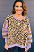 Leopard Striped Patchwork Loose Western Sweatshirt