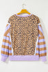 Leopard Striped Patchwork Loose Western Sweatshirt
