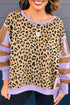 Leopard Striped Patchwork Loose Western Sweatshirt