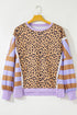 Leopard Striped Patchwork Loose Western Sweatshirt