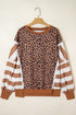 Leopard Striped Patchwork Loose Western Sweatshirt