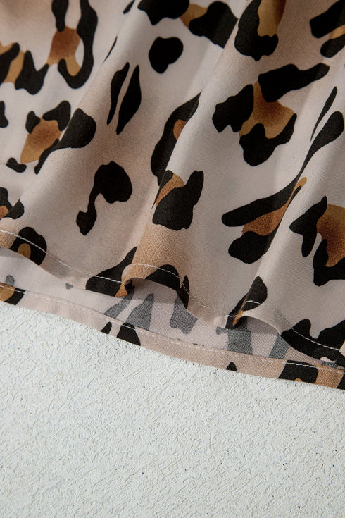 Leopard Striped Patchwork Two Piece Pajama Loungewear