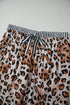 Leopard Striped Patchwork Two Piece Pajama Loungewear