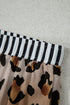 Leopard Striped Patchwork Two Piece Pajama Loungewear