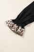 Leopard Trim Flounce Long Sleeve Shift Mini Dress