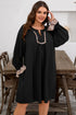 Leopard Trim Flounce Long Sleeve Shift Mini Dress