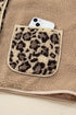Leopard Trim Patchwork Sherpa Button Front Jacket