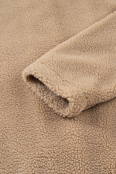 Leopard Trim Patchwork Sherpa Button Front Jacket