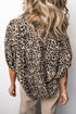Leopard Trim V Neck Half Sleeve Western Dolman Blouse