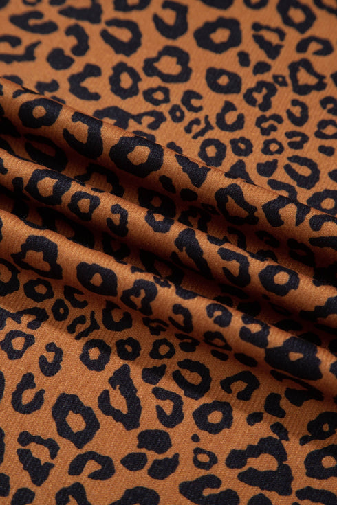 Leopard Wide Leg Relaxed Long Sleeve Top Pant Set