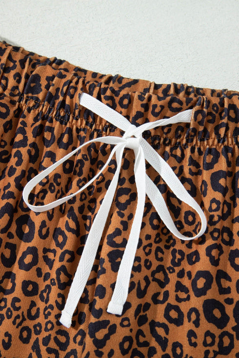 Leopard Wide Leg Relaxed Long Sleeve Top Pant Set
