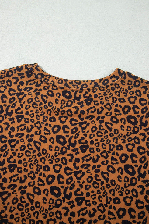 Leopard Wide Leg Relaxed Long Sleeve Top Pant Set