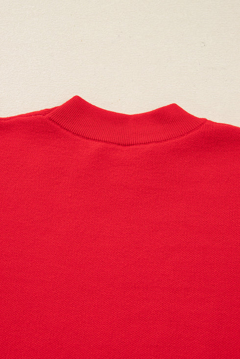 LET IT SNOW Snowflake Jacquard Drop Shoulder Rib Trim Pullover Sweater