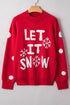 LET IT SNOW Snowflake Jacquard Drop Shoulder Rib Trim Pullover Sweater