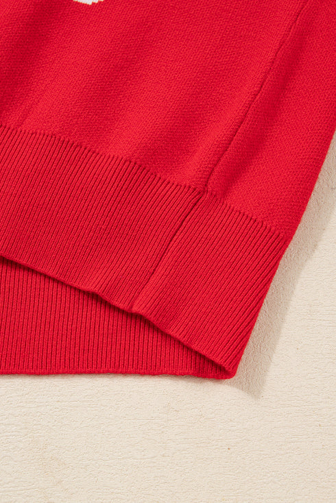 LET IT SNOW Snowflake Jacquard Drop Shoulder Rib Trim Pullover Sweater