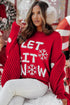 LET IT SNOW Snowflake Jacquard Drop Shoulder Rib Trim Pullover Sweater
