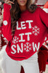 LET IT SNOW Snowflake Jacquard Drop Shoulder Rib Trim Pullover Sweater
