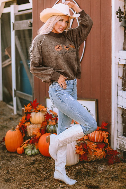 Lets Get Smashed Graphic Mock Neck Pullover Sweatshirt