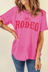 Lets Rodeo Western Inspired Graphic Print Casual Crewneck T Shirt