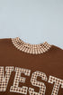 Letter Graphic Trimmed High Neck Baggy Sweatshirt
