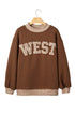Letter Graphic Trimmed High Neck Baggy Sweatshirt