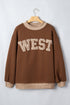 Letter Graphic Trimmed High Neck Baggy Sweatshirt