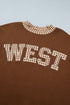 Letter Graphic Trimmed High Neck Baggy Sweatshirt