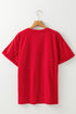 Letter Print Cuffed Sleeve Crew Neck Tee